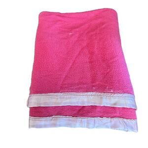 Vintage Pink Blanket Cotton Satin Edge Twin Full Bed unbranded